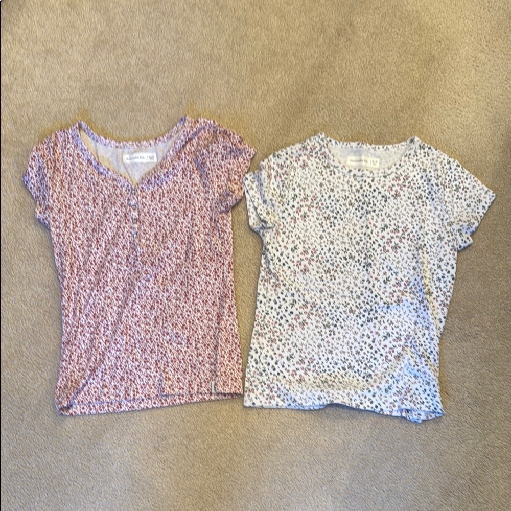Abercrombie Kids Pink and White Short Sleeve Tees 13/14